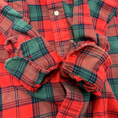 【現状渡し品】【メンズ】 L.L.Bean エルエルビーン 80-90S CHECK B.D.SHIRT チェック ボタンダウン シャツ USA製 ブロック体タグ 長袖 トップス 144-241123-as-17-izu サイズ：L カラー：レッド 万代Net店