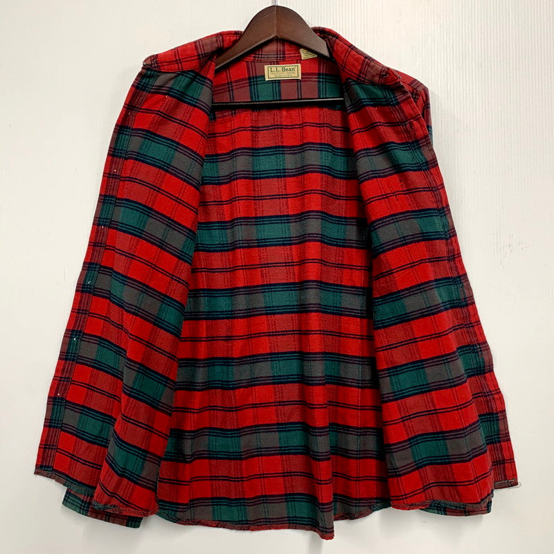 【現状渡し品】【メンズ】 L.L.Bean エルエルビーン 80-90S CHECK B.D.SHIRT チェック ボタンダウン シャツ USA製 ブロック体タグ 長袖 トップス 144-241123-as-17-izu サイズ：L カラー：レッド 万代Net店