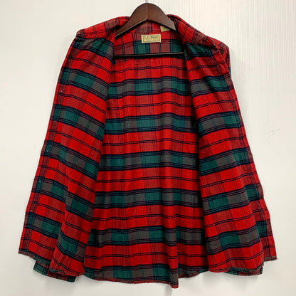 【現状渡し品】【メンズ】 L.L.Bean エルエルビーン 80-90S CHECK B.D.SHIRT チェック ボタンダウン シャツ USA製 ブロック体タグ 長袖 トップス 144-241123-as-17-izu サイズ：L カラー：レッド 万代Net店