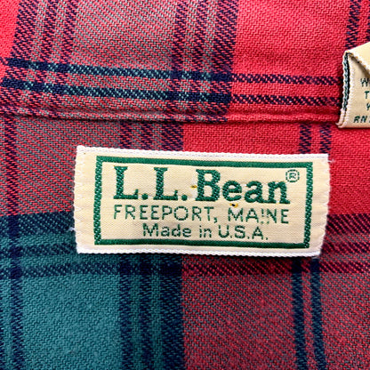 【現状渡し品】【メンズ】 L.L.Bean エルエルビーン 80-90S CHECK B.D.SHIRT チェック ボタンダウン シャツ USA製 ブロック体タグ 長袖 トップス 144-241123-as-17-izu サイズ：L カラー：レッド 万代Net店