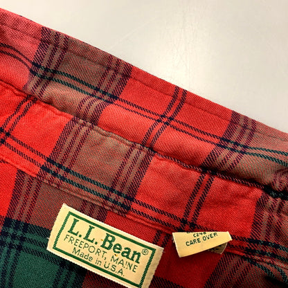 【現状渡し品】【メンズ】 L.L.Bean エルエルビーン 80-90S CHECK B.D.SHIRT チェック ボタンダウン シャツ USA製 ブロック体タグ 長袖 トップス 144-241123-as-17-izu サイズ：L カラー：レッド 万代Net店