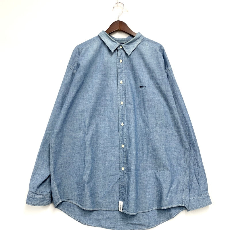 【中古品】【メンズ】 DESCENDANT ディセンダント 23SS KENNEDY'S CHAMBRAY LS SHIRT シャンブレー ロングスリーブ シャツ 長袖 トップス 142-241123-as-36-izu サイズ：4 カラー：ライトインディゴ 万代Net店