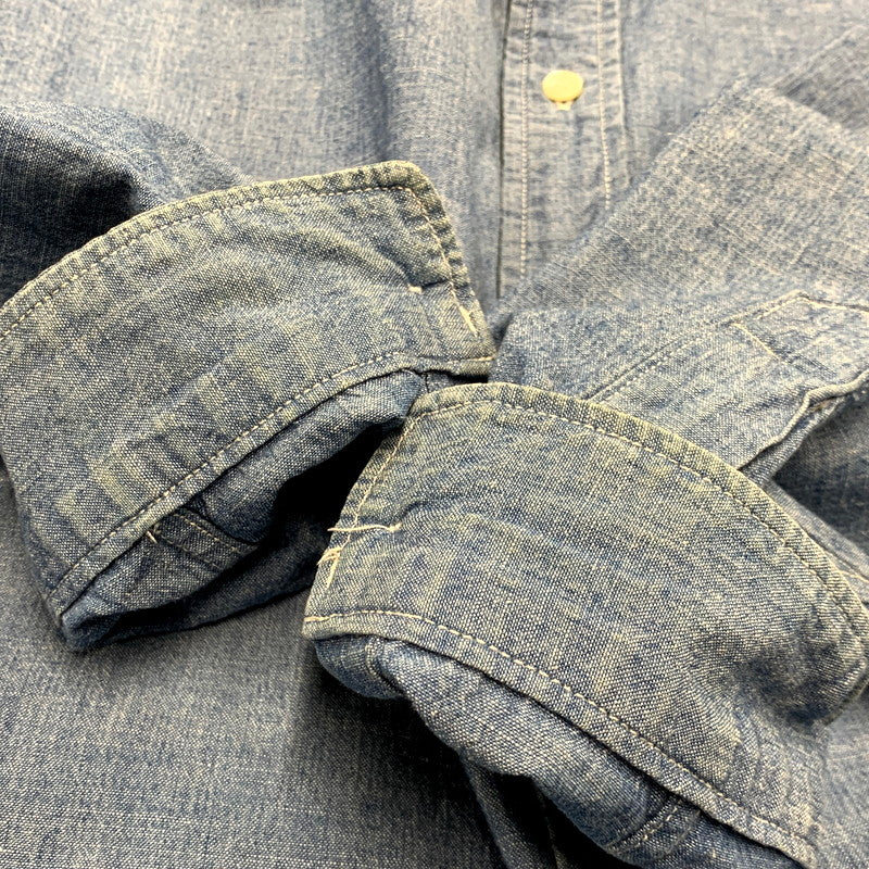 【中古品】【メンズ】 DESCENDANT ディセンダント 23SS KENNEDY'S CHAMBRAY LS SHIRT シャンブレー ロングスリーブ シャツ 長袖 トップス 142-241123-as-36-izu サイズ：4 カラー：ライトインディゴ 万代Net店