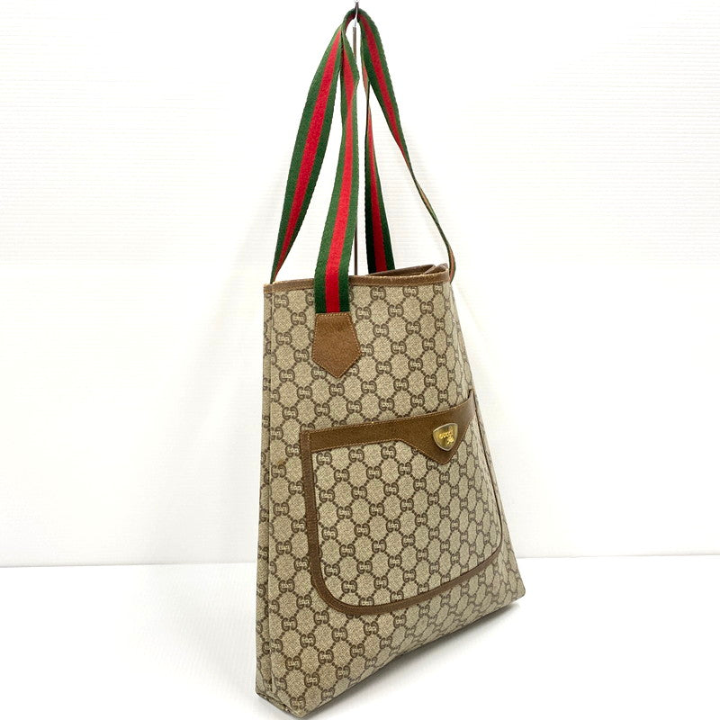 【中古品】【メンズ/レディース】  OLD GUCCI オールドグッチ GG PLUS GGプラス シェリーライン トートバッグ ハンドバッグ カバン 鞄 180-241124-as-23-izu カラー：ベージュ 万代Net店