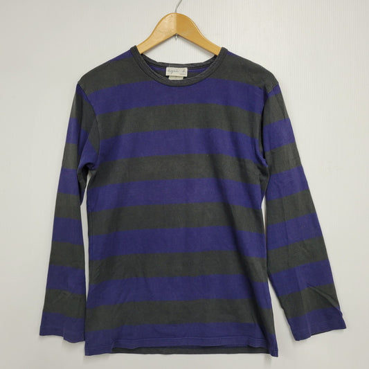 【中古品】【メンズ】 agnes b. アニエスベー LS BORDER TEE ロングスリーブ ボーダー Tシャツ カットソー 長袖 トップス 140-241125-mm-05-izu サイズ：2 カラー：グレー/ブルー 万代Net店