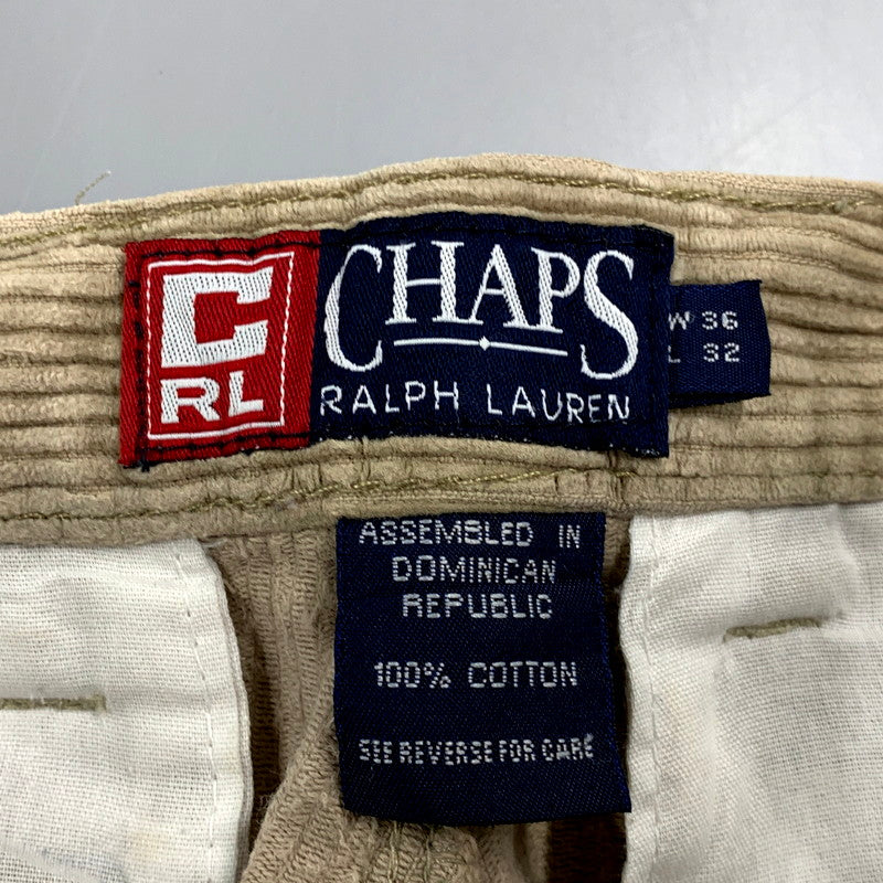 【中古品】【メンズ】  CHAPS RALPH LAUREN チャップス ラルフローレン 90S CORDUROY PANTS コーデュロイ パンツ ボトムス 157-241128-as-16-izu サイズ：36×32 カラー：ベージュ 万代Net店