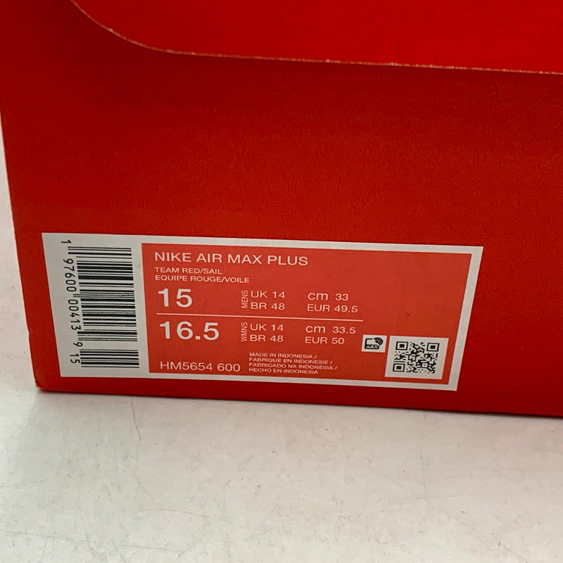 【中古品】【メンズ】 NIKE ナイキ AIR MAX PLUS HM5654-600 エア マックス プラス スニーカー シューズ 靴 160-241128-as-13-izu サイズ：33cm カラー：TEAM RED/SAIL 万代Net店