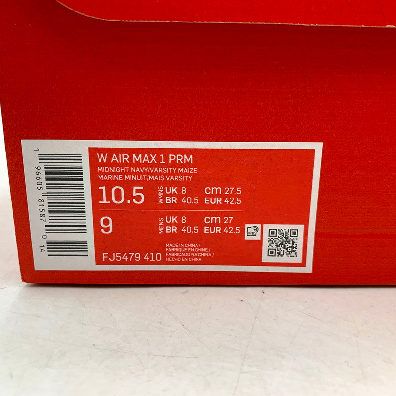 【中古品】【メンズ】 NIKE ナイキ FJ5479-410 WOMEN'S AIR MAX 1 PRM HEAD TO HEAD  ウィメンズ エアマックス  1プレミアム スニーカー シューズ 靴 160-241130-mm-15-izu サイズ：27.5cm カラー：イエロー/ネイビー 万代Net店