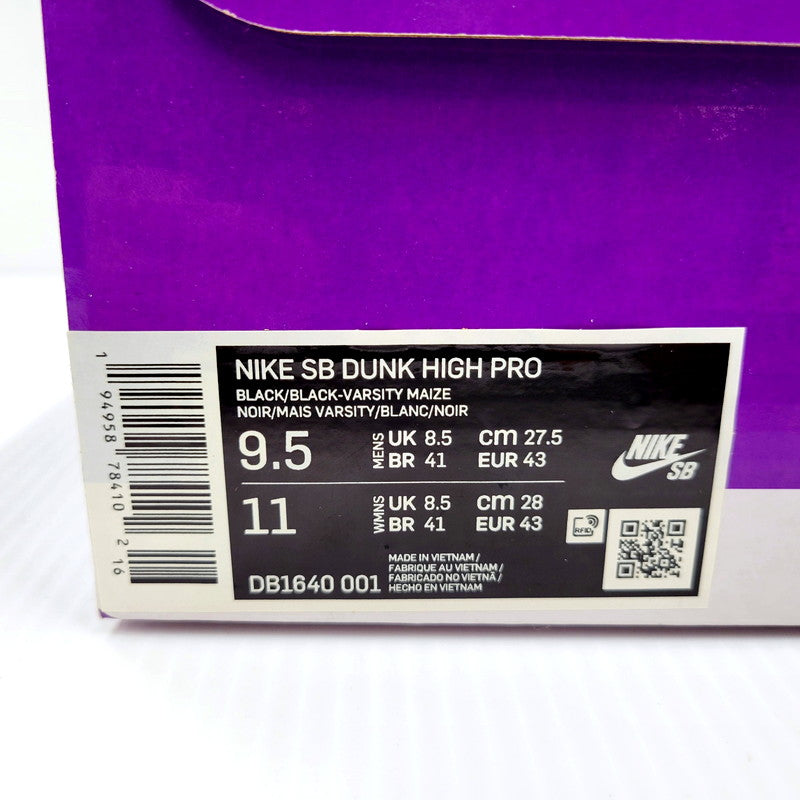 【中古品】【メンズ】 NIKE SB ナイキエスビー DUNK HIGH PRO DB1640-001 ダンク ハイ プロ スニーカー シューズ 靴 160-241130-ay-04-izu サイズ：27.5cm カラー：BLACK/BLACK-VARSITY MAIZE 万代Net店