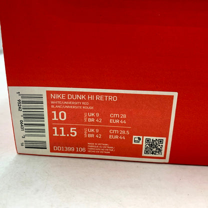 【中古美品】【メンズ】 NIKE ナイキ DD1399-106 DUNK HIGH CHAMPIONSHIP WHITE AND RED ダンク ハイ チャンピオンシップ スニーカー シューズ 靴 160-241130-mm-11-izu サイズ：28cm カラー：ホワイト/レッド 万代Net店