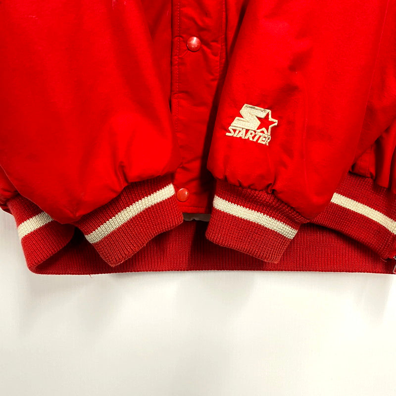 【中古品】【メンズ】  STARTER スターター 90S NFL SAN FRANCISCO 49ERS HOODED JACKET NFL サンフランシスコ・フォーティナイナーズ フーデッド ジャケット アウター 146-241202-as-26-izu サイズ：L カラー：レッド 万代Net店