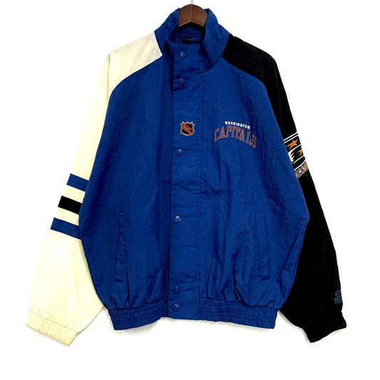 【中古品】【メンズ】  STARTER CENTER ICE スターター 90S NHL CAPITALS NYLON JACKET ナイロンジャケットアウター 146-241208-as-10-izu サイズ：L カラー：マルチカラー 万代Net店