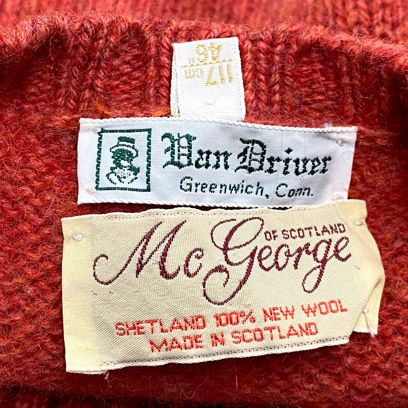 【現状渡し品】【メンズ】 MC GEORGE マックジョージ 80S WOOL KNIT SWEATER ウールニットセーター スコットランド製 長袖 トップス 146-241204-as-20-izu サイズ：46 カラー：オレンジ 万代Net店