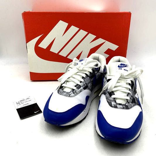 【中古品】【メンズ】 NIKE ナイキ × ATMOS アトモス AIR MAX 1 PRNT AQ0927-100 エアマックス1 プリント スニーカー シューズ 靴 160-241206-as-02-izu サイズ：27.5cm カラー：WHITE/GAME ROYAL-NEUTRAL GREY 万代Net店