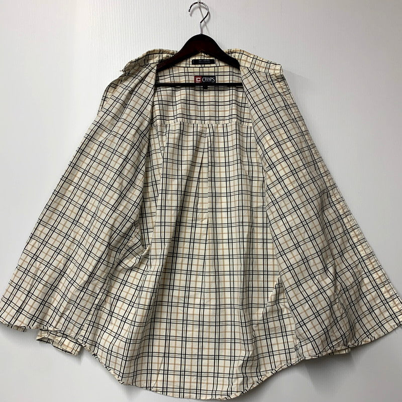 【中古品】【メンズ】  CHAPS RALPH LAUREN チャップスラルフローレン LS BD CHECK SHIRT ロングスリーブ ボタンダウン チェックシャツ 長袖 トップス 146-241209-as-25-izu サイズ：L カラー：ホワイト系 万代Net店