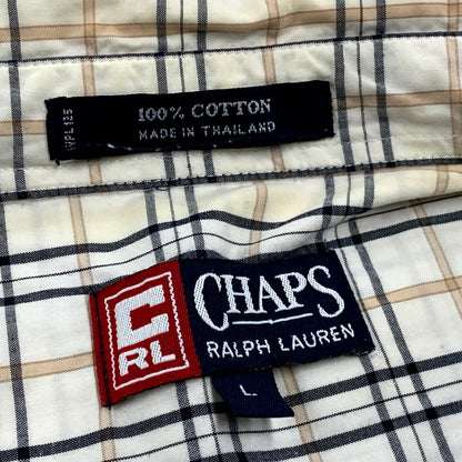 【中古品】【メンズ】  CHAPS RALPH LAUREN チャップスラルフローレン LS BD CHECK SHIRT ロングスリーブ ボタンダウン チェックシャツ 長袖 トップス 146-241209-as-25-izu サイズ：L カラー：ホワイト系 万代Net店