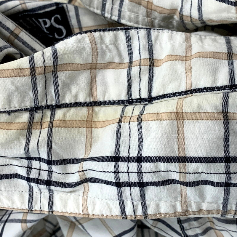 【中古品】【メンズ】  CHAPS RALPH LAUREN チャップスラルフローレン LS BD CHECK SHIRT ロングスリーブ ボタンダウン チェックシャツ 長袖 トップス 146-241209-as-25-izu サイズ：L カラー：ホワイト系 万代Net店