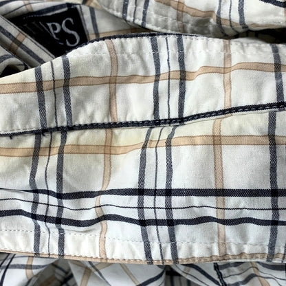 【中古品】【メンズ】  CHAPS RALPH LAUREN チャップスラルフローレン LS BD CHECK SHIRT ロングスリーブ ボタンダウン チェックシャツ 長袖 トップス 146-241209-as-25-izu サイズ：L カラー：ホワイト系 万代Net店