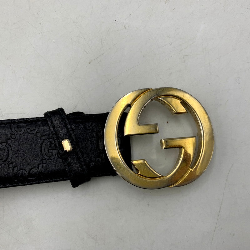 【現状渡し品】【メンズ/レディース】 GUCCI グッチ 114876 インターロッキングG レザーベルト 小物 183-241212-as-34-izu カラー：ブラック 万代Net店