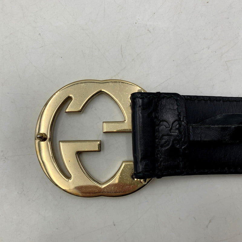 【現状渡し品】【メンズ/レディース】 GUCCI グッチ 114876 インターロッキングG レザーベルト 小物 183-241212-as-34-izu カラー：ブラック 万代Net店