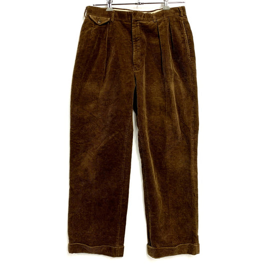 【現状渡し品】【メンズ】 Polo by Ralph Lauren ポロバイラルフローレン 90S CORDUROY 2 TUCK PANTS コーデュロイ 2タック パンツ ボトムス 157-241208-as-08-izu カラー：ブラウン 万代Net店