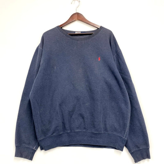 【現状渡し品】【メンズ】 Polo by Ralph Lauren ポロバイラルフローレン 90S CREWNECK SWEATSHIRT クルーネック スウェットシャツ トレーナー 長袖 トップス 146-241214-as-03-izu サイズ：L カラー：ネイビー 万代Net店