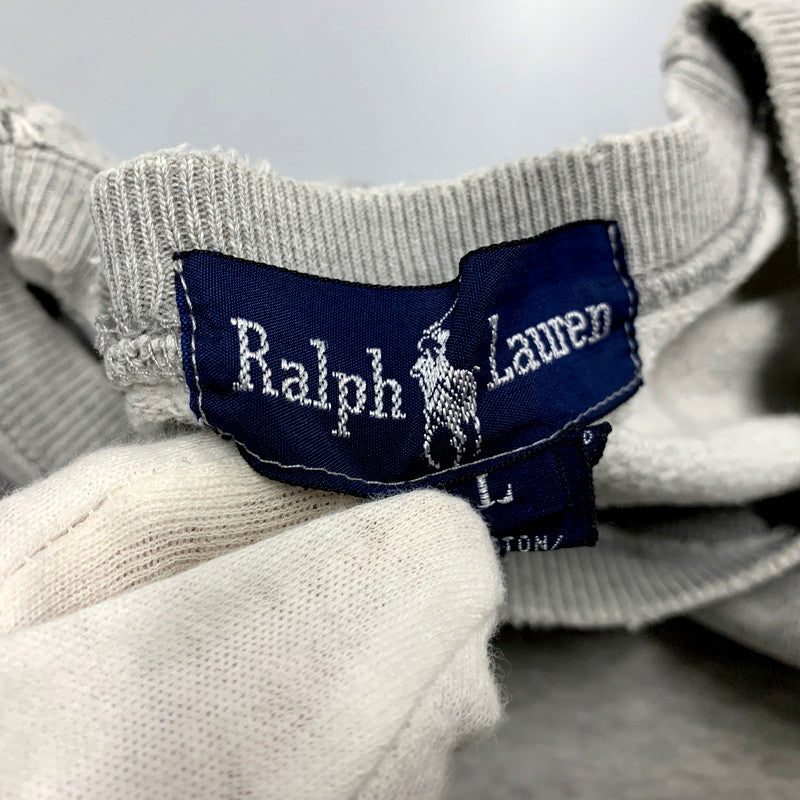 【現状渡し品】【メンズ】 RALPH LAUREN ラルフローレン 90S 前Vスウェット トレーナー ロゴ 刺繍 トップス 146-241213-ay-15-izu サイズ：L カラー：グレー 万代Net店