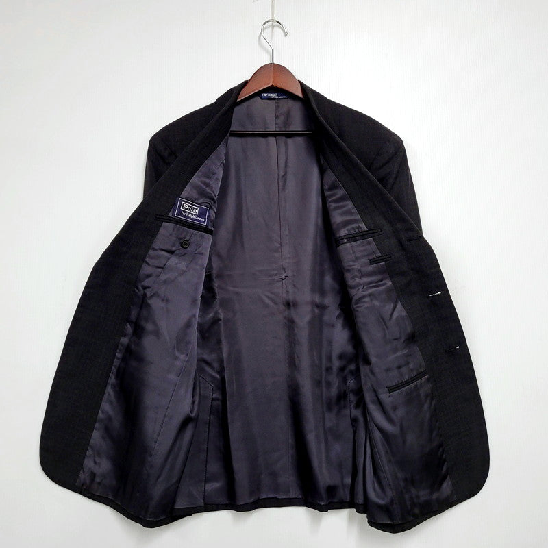 【中古品】【メンズ】 Polo by Ralph Lauren ポロバイラルフローレン 80-90S WOOL TAILORED JACKET ウール テーラードジャケット 日本製 三角タグ アウター 146-241215-as-07-izu カラー：ブラック 万代Net店