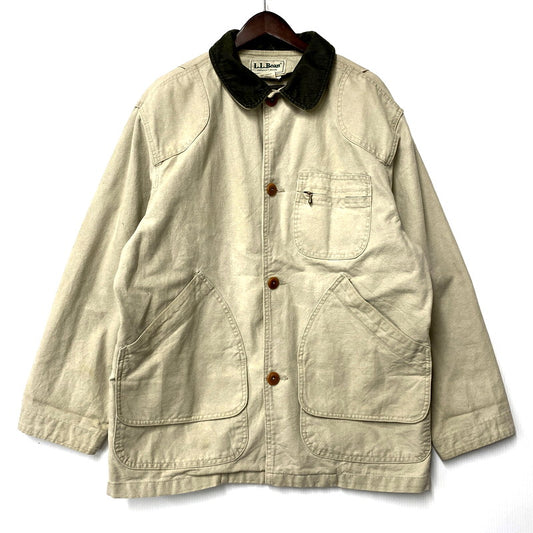 【中古品】【メンズ】 L.L.Bean エルエルビーン 80S DUCK HUNTING JACKET ダックハンティングジャケット アウター 146-241220-ay-03-izu サイズ：M カラー：ベージュ系×グリーン 万代Net店