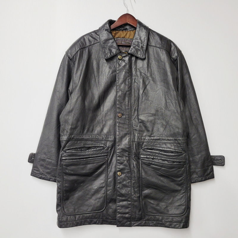 【中古品】【メンズ】  STRATHCONAR ストラスコナー LEATHER COAT レザーコート アウター 長袖 146-241216-ma-02-izu サイズ：L カラー：黒 万代Net店