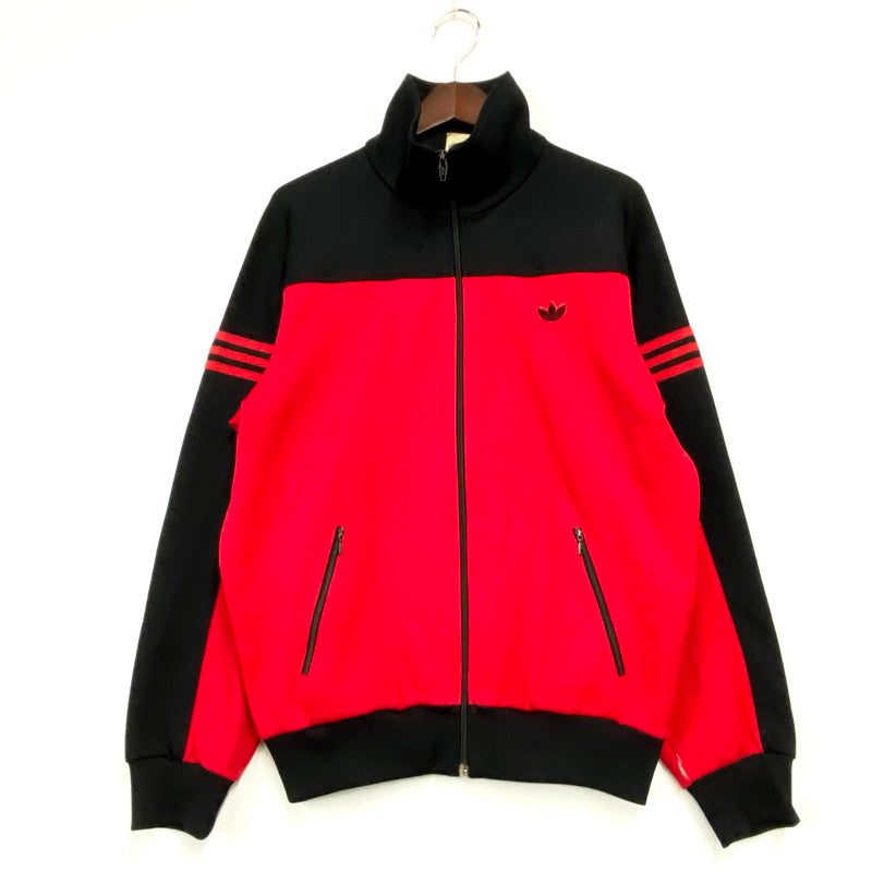 【中古品】【メンズ】 adidas アディダス 70-80S TRACK JACKET トラックジャケット デサント期 西ドイツ製 ジャージ ロゴ 刺繍 ライトアウター 146-241216-ay-04-izu サイズ：6 カラー：ブラック×レッド 万代Net店