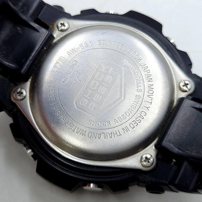 【中古品】【メンズ/レディース】 G-SHOCK ジーショック ANALOG-DIGITAL AW-590 アナデジ  腕時計 196-250207-as-47-izu サイズ：52 × 46.4 × 14.9 mm カラー：ブラック 万代Net店