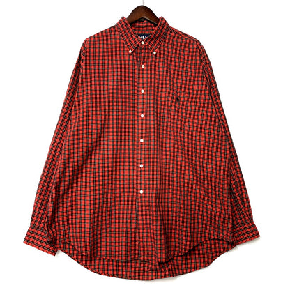 【中古品】【メンズ】 RALPH LAUREN ラルフローレン 90S BLAIRE LS BD CHECK SHIRT ブレア  ロングスリーブ チェックシャツ 長袖 トップス 146-250208-as-34-izu サイズ：XL カラー：レッド系 万代Net店