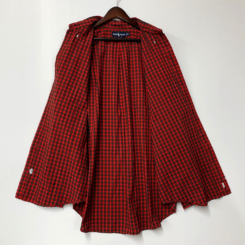 【中古品】【メンズ】 RALPH LAUREN ラルフローレン 90S BLAIRE LS BD CHECK SHIRT ブレア  ロングスリーブ チェックシャツ 長袖 トップス 146-250208-as-34-izu サイズ：XL カラー：レッド系 万代Net店