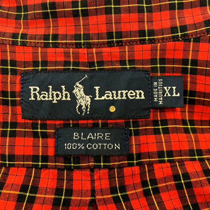 【中古品】【メンズ】 RALPH LAUREN ラルフローレン 90S BLAIRE LS BD CHECK SHIRT ブレア  ロングスリーブ チェックシャツ 長袖 トップス 146-250208-as-34-izu サイズ：XL カラー：レッド系 万代Net店