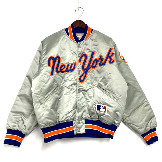 【中古品】【メンズ】  MAJOR LEAGUE BASEBALL メジャーリーグベースボール 80S NEWYORK METS STADIUM JACKET ニューヨークメッツ スタジアムジャケット USA製 スタジャン アウター 146-241219-as-12-izu サイズ：L カラー：グレー 万代Net店