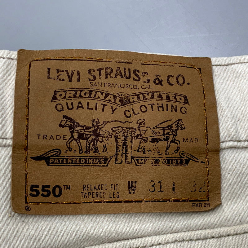 【現状渡し品】【メンズ】 Levi's リーバイス 90S 550 WHITE DENIM PANTS 40550-0252 ホワイトデニムパンツ 刻印575 オレンジタブ 95年4月製造 ジーンズ ズボン ボトムス 157-241222-ay-09-izu サイズ：31×32 カラー：ホワイト 万代Net店