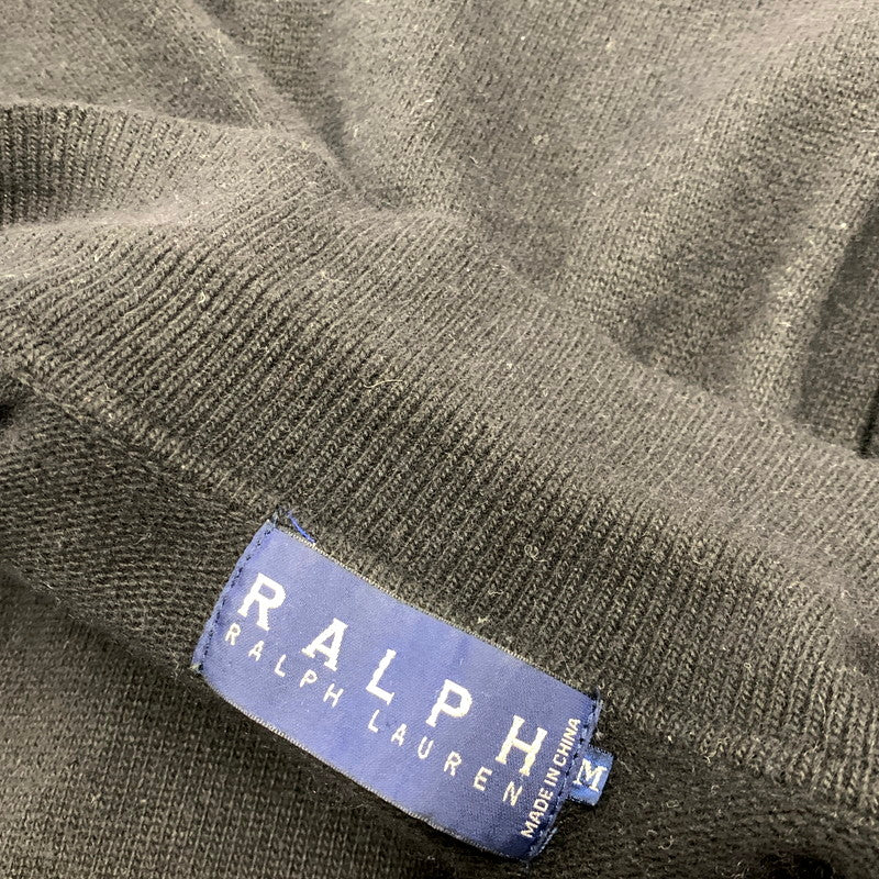 【中古品】【レディース】 RALPH LAUREN ラルフローレン 90S LS KNIT ONEPIECE ロングニット ロゴ 刺繍 ワンピース 170-241222-ay-13-izu サイズ：M カラー：ブラック 万代Net店