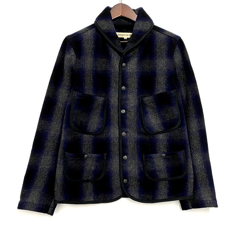 【中古品】【メンズ】 AA387-47003JJ WOOL CHECK SHAWL COLLAR JACKET ウールチェックショールカラージャケット アウター 長袖 147-241223-ma-08-izu サイズ：S カラー：マルチ 万代Net店