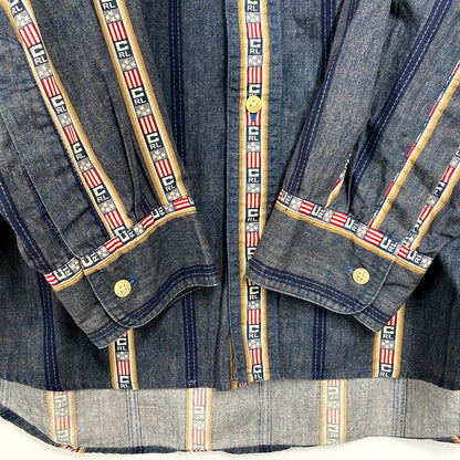 【中古品】【メンズ】  CHAPS RALPH LAUREN 90S USA LS BD SHIRT チャップスラルフローレン 長袖シャツ カジュアルシャツ トップス 146-241226-ay-06-izu サイズ：XL カラー：ブルー系 万代Net店