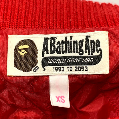 【中古品】【メンズ】 A BATHING APE アベイシングエイプ 001HJ0302501 WOOL STADIUM JACKET 日本製 ウールスタジアムジャケット アウター 長袖 142-241223-ma-22-izu サイズ：XS カラー：赤 万代Net店