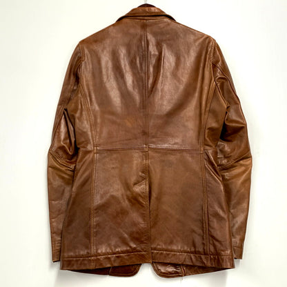 【中古品】【メンズ】  RESTRICT SHEEPSKIN LEATHER TAILORED JACKET シープスキンレザーテーラードジャケット アウター 長袖 146-241223-ma-41-izu サイズ：2 カラー：茶 万代Net店