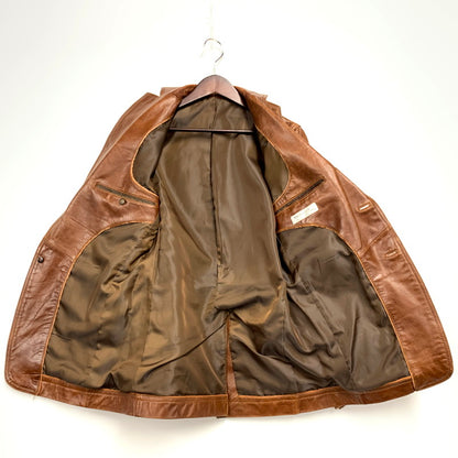 【中古品】【メンズ】  RESTRICT SHEEPSKIN LEATHER TAILORED JACKET シープスキンレザーテーラードジャケット アウター 長袖 146-241223-ma-41-izu サイズ：2 カラー：茶 万代Net店