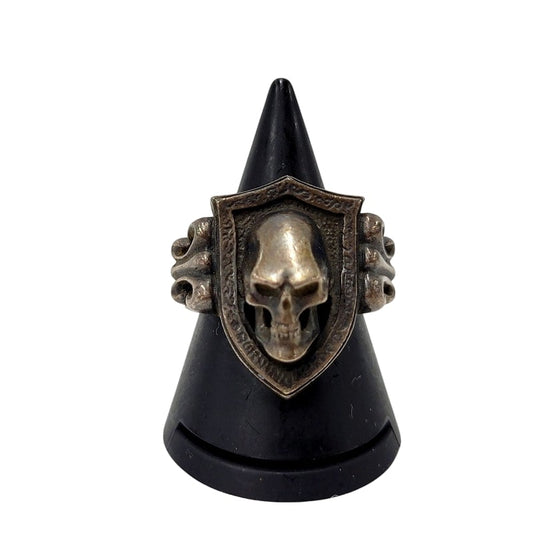 【現状渡し品】【メンズ/レディース】  BURNING BLOOD バーニングブラッド SILVER SKULL SHIELD RING シルバー スカル シールド リング 指輪 アクセサリー 192-241224-as-21-izu カラー：シルバー系 万代Net店