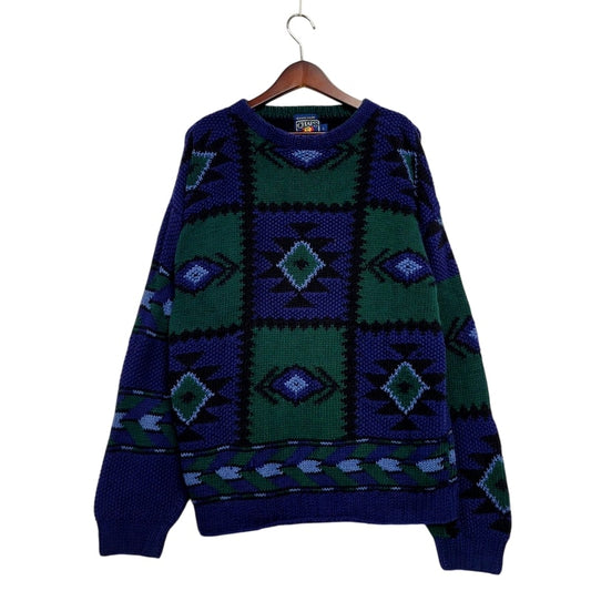 【現状渡し品】【メンズ】  CHAPS RALPH LAUREN チャップス ラルフローレン 80S HAND KNIT ハンドニット 長袖 トップス 146-241226-as-01-izu サイズ：L カラー：マルチ 万代Net店