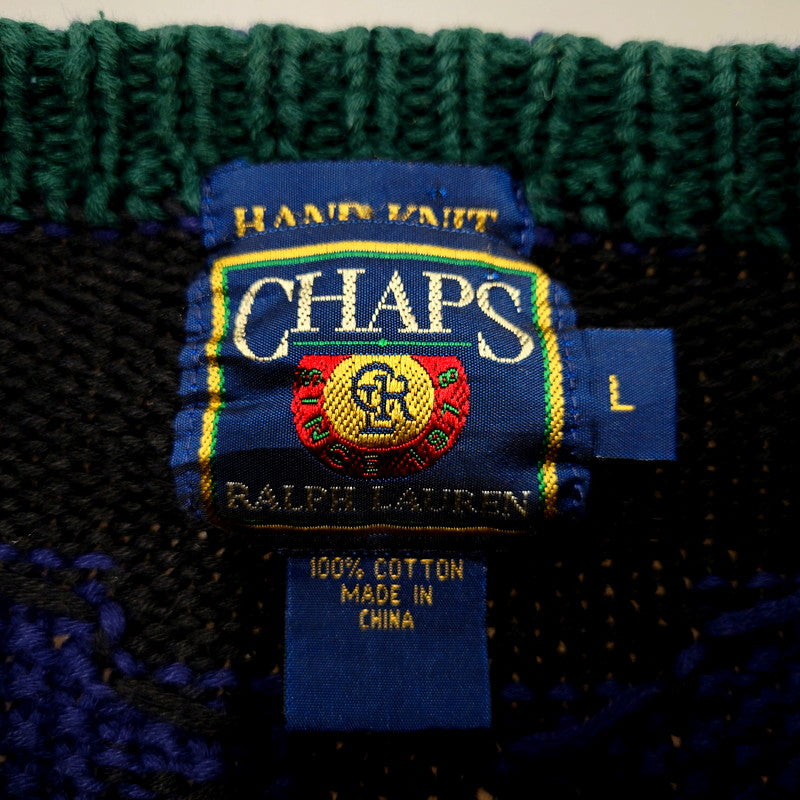 【現状渡し品】【メンズ】  CHAPS RALPH LAUREN チャップス ラルフローレン 80S HAND KNIT ハンドニット 長袖 トップス 146-241226-as-01-izu サイズ：L カラー：マルチ 万代Net店