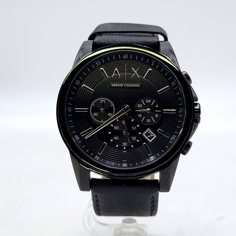 【中古品】【メンズ/レディース】 ARMANI EXCHANGE アルマーニエクスチェンジ AX2098 黒文字盤 クロノグラフ 腕時計 198-250207-as-49-izu カラー：ブラック 万代Net店