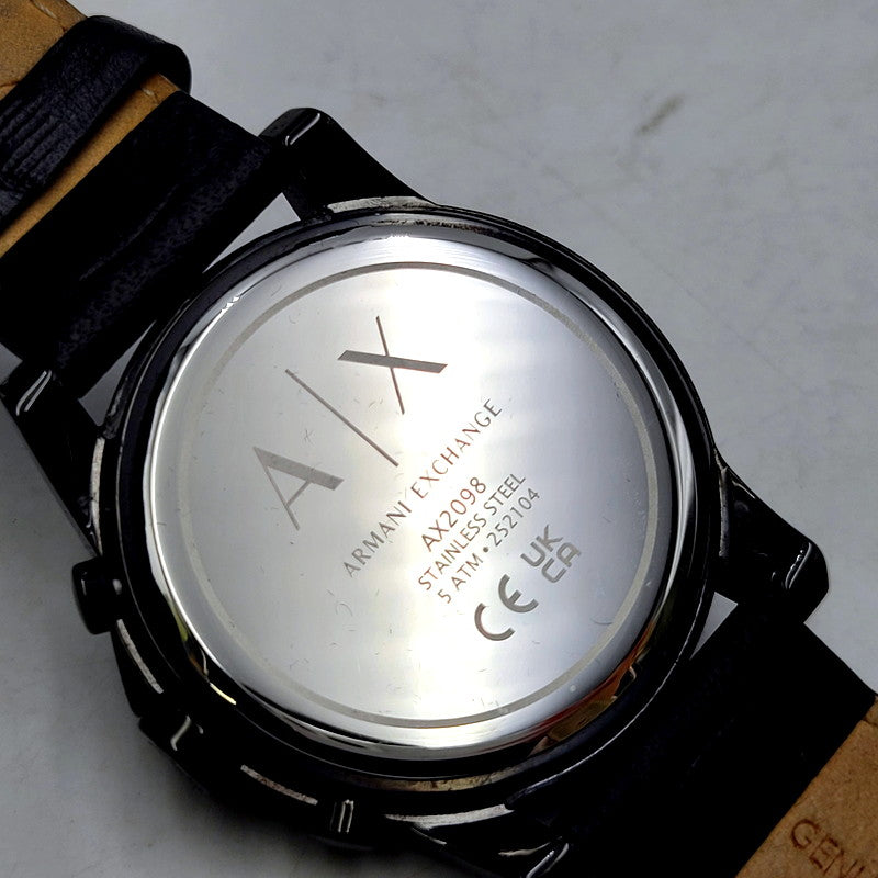 【中古品】【メンズ/レディース】 ARMANI EXCHANGE アルマーニエクスチェンジ AX2098 黒文字盤 クロノグラフ 腕時計 198-250207-as-49-izu カラー：ブラック 万代Net店