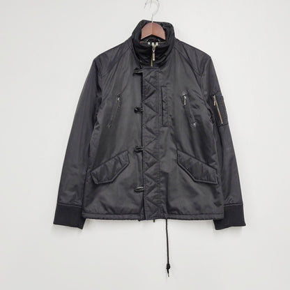 【中古品】【メンズ】 BURBERRY BLACK LABEL バーバリーブラックレーベル BMP38-718-09 FUR FLIGHT JACKET ファーフライトジャケット アウター 長袖 141-241228-ma-14-izu サイズ：M カラー：黒 万代Net店