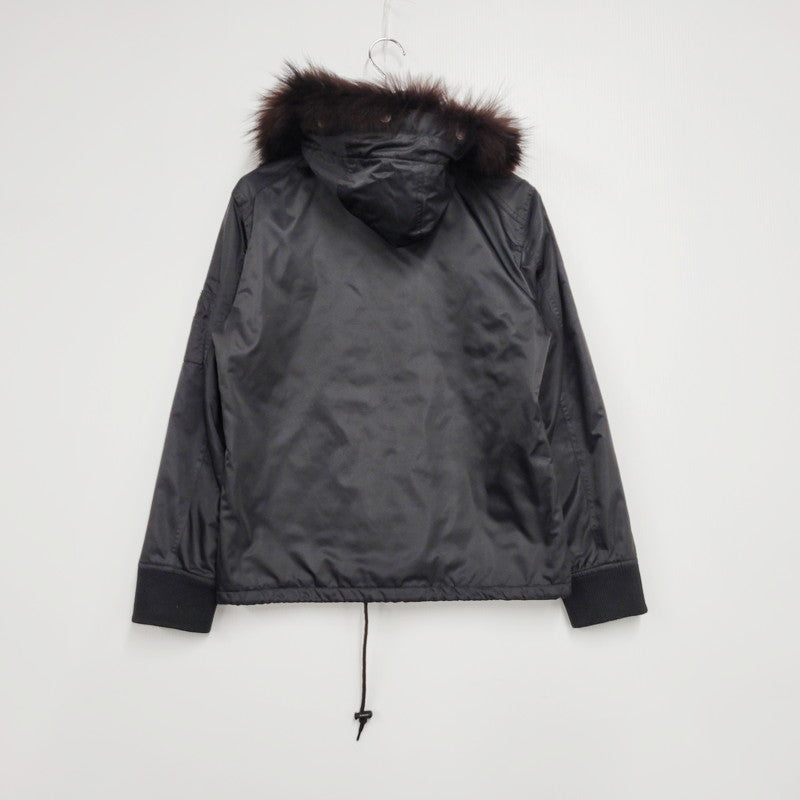 【中古品】【メンズ】 BURBERRY BLACK LABEL バーバリーブラックレーベル BMP38-718-09 FUR FLIGHT JACKET ファーフライトジャケット アウター 長袖 141-241228-ma-14-izu サイズ：M カラー：黒 万代Net店